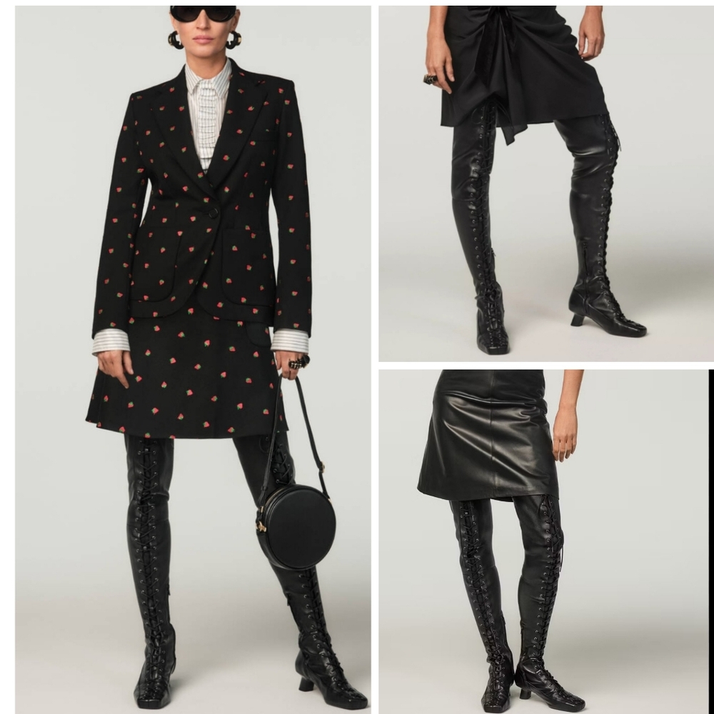 NEW RARE Zara x Stefano Pilato Leather Lace-up Thigh high Boots Over the knee 8 - Picture 12 of 12